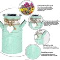 thumbnail image 3 of Vintage Metal Iron Vase Double Handle with Hemp Rope Bow and Heart Decoration, Indoor/Outdoor, 3 of 4