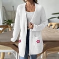thumbnail image 2 of DAFPZW Open Front Fall Cardigans Womens Midi Sweater Cardigan Long Sleeve Knit Cardigans Top with Pocket Flowers Cardigan, 2 of 6