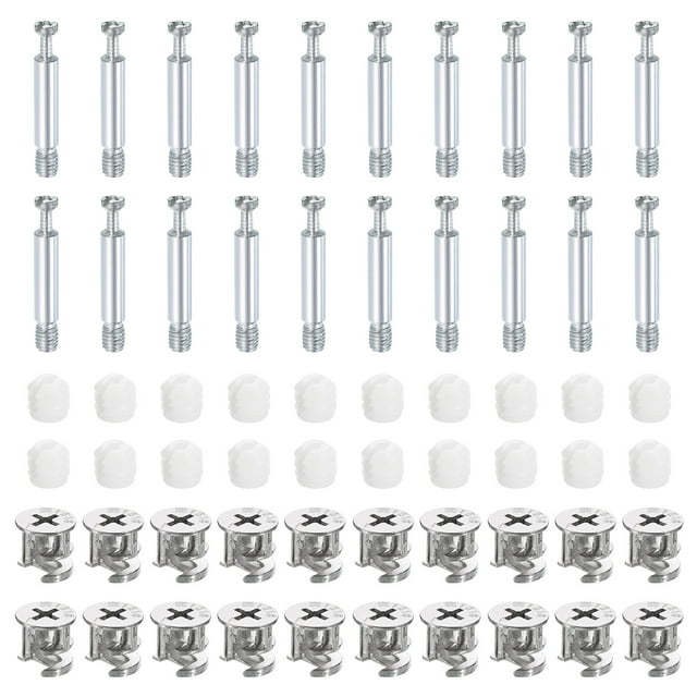 30Set 15x14mm Furniture Cam Lock Fitting with 5.8x40mm Dowel Fasteners
