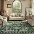 thumbnail image 1 of 6x9 Ft Area Rug, Washable Non-Slip Outdoor & Indoor Rug for Living Room, Patio, Bedroom – Boho Green Design, Perfect for Any Space, Soft & Durable, 1 of 11