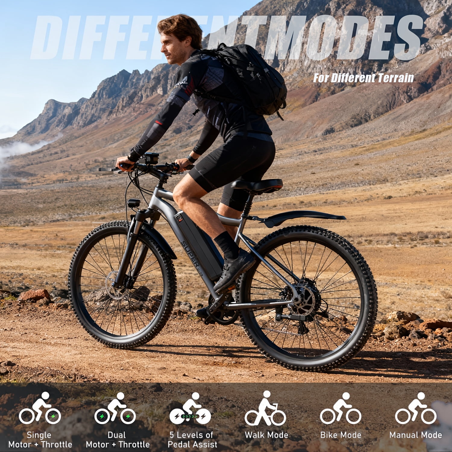 Adult Electric Bicycle, Electric Mountain Bike, 500W-740W(Peak) Motor, 15-20 Mph, Can Travel Over 10-45 Miles On A Single Charge, 48V 10AH/13AH Detachable Battery, Front Fork Suspension