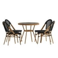 thumbnail image 2 of Emma + Oliver Indoor/Outdoor Bistro Style 31.5 in. Table with Black Textilene, Glass Top, and Four Chairs - Natural Frame, 2 of 10