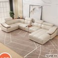 thumbnail image 1 of Elegant Leather Sectional Sofas Sets with Cup Holder, Adjustable Headrests & Bluetooth Speaker - MINGDIBAO Living Room Couches My Lux Decor Round, 1 of 12