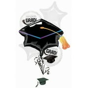 Anagram Congrats Grad School Colors Graduation 5pc Mylar Balloon Pack, White
