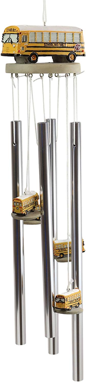 Decorative Yellow School Bus Model Resonant Relaxing Wind Chime Patio Garden