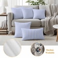 thumbnail image 5 of Blue Grid Outdoor Pillow Covers 16x16 Set of 2,Waterproof Patio Throw Pillowcase Protectors,Checkered Plaid Gingham Lattice Trellis Print Decorative Pillow Shams Cushion Covers for Seat Bed Couch, 5 of 8