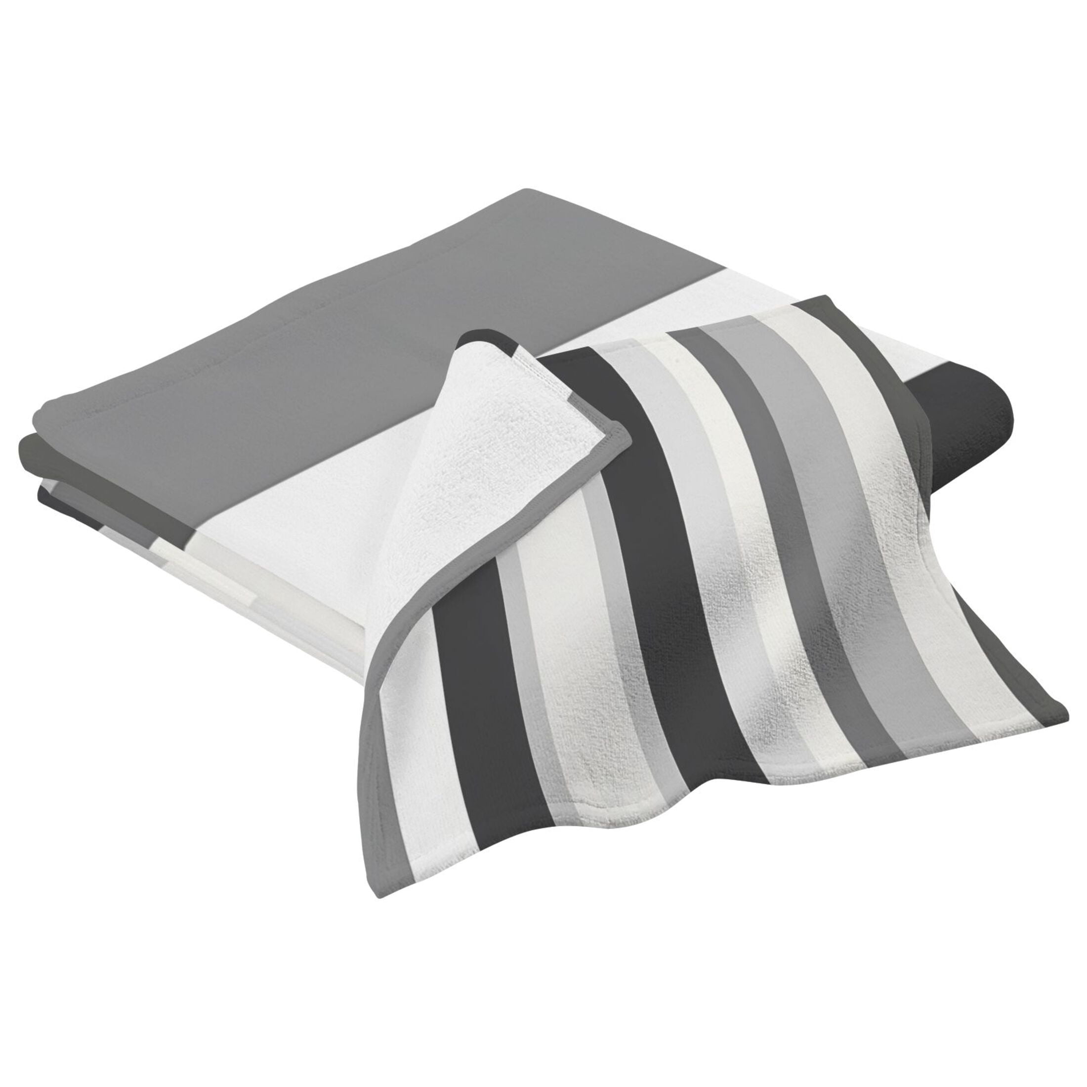 Black White and Gray Stripes 2 Piece Cotton Bath and Face Towel Set Soft and Absorbent, for Beach Pool Bathroom