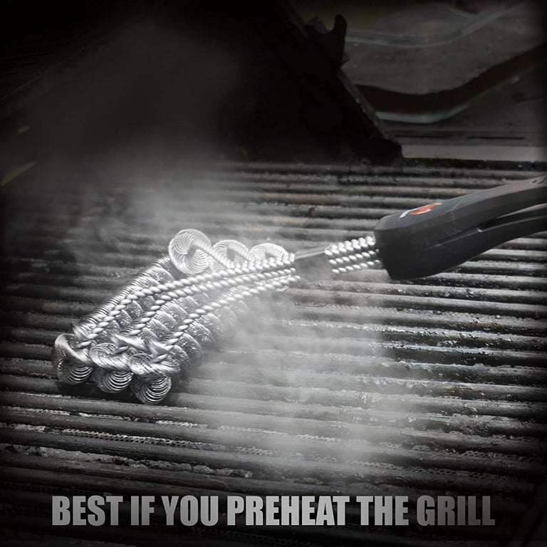 Kona Flat/Scrape Grill Brush and Scraper - BBQ Cleaner for GAS Grills, Stainless Steel Cast Iron Grates, Size: 17.5 Long, Black