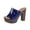 1Blue, variant on Studded Platform Heels for Women Peep Toe Vintage Leather Fashion Elegant Wooden Design Backless Pumps Dress Shoes Silver Size 9.5