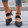 thumbnail image 4 of Xucatan Women's Knit Pointed Toe Mules, Elastic Strap Slip On Heels, Cushioned Comfortable High Heel Shoes for Office Daily Spring Gift, 4 of 9