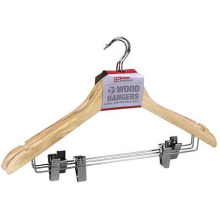 Sunbeam 3-Pack Wood Hanger with Clips, Natural