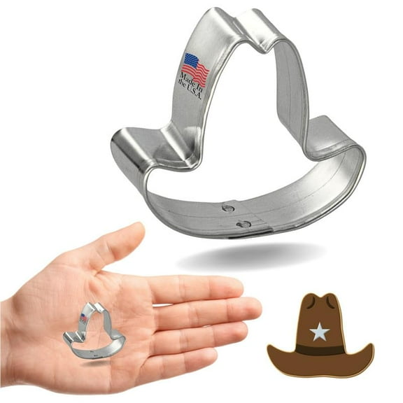 Foose Brand Miniature Cowboy Hat Cookie Cutter 1.75 in, Tin Plate Steel, Handmade in USA