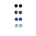 thumbnail image 2 of Paris Jewelry 14k White Gold 1Ct Created Black Sapphire, Mystic Topaz, Tanzanite and Blue Topaz 4 Pair Round Stud Earrings Plated, 2 of 2