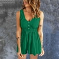 thumbnail image 2 of TAIAOJING Women Casual Jumpsuits Summer Shorts Jumpsuit Plain Scoop Neck Button Down Sleeveless Tank Top Rompers With Pockets, 2 of 5