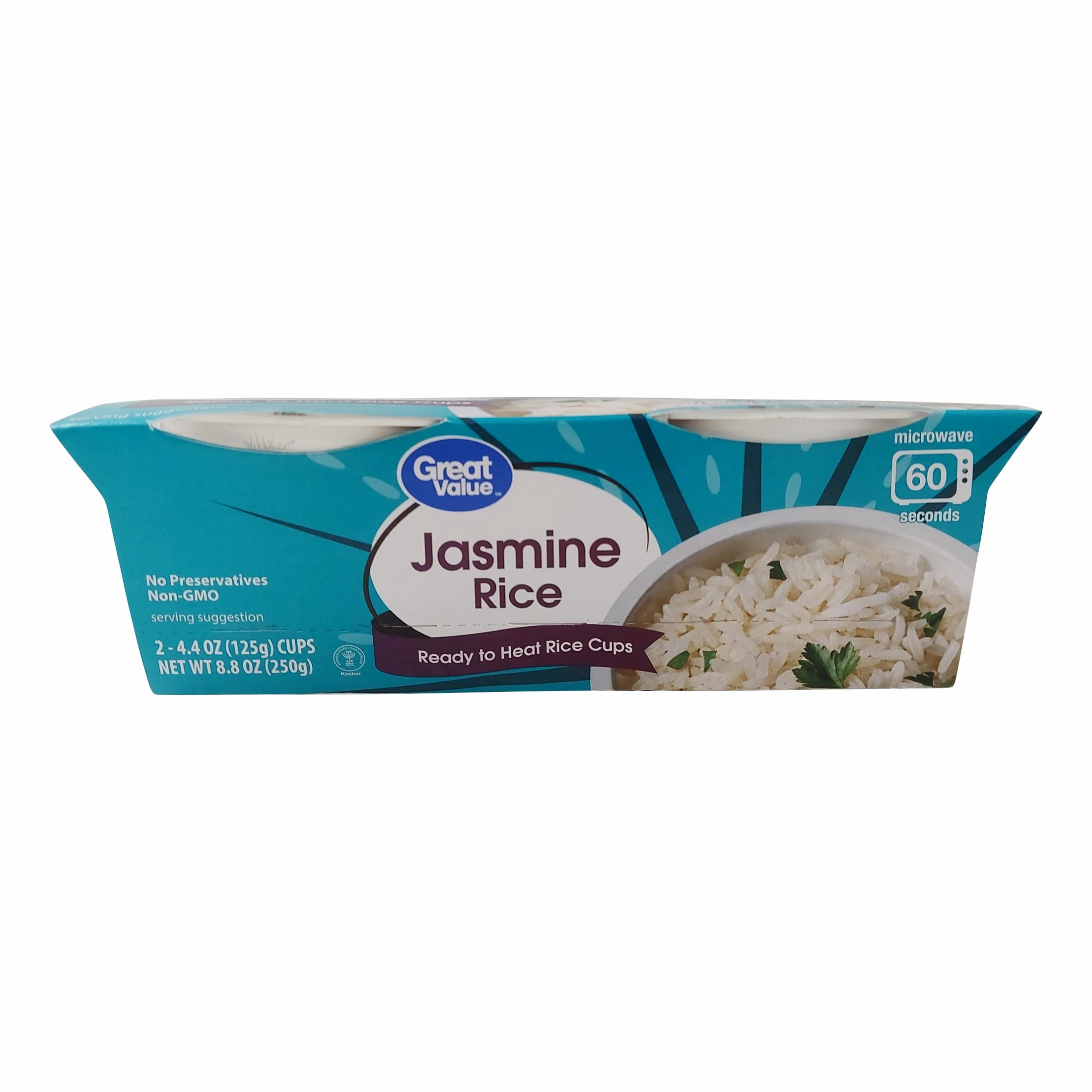 Great Value Ready to Heat Jasmine Rice Cups, 8.8 oz, 2 Count