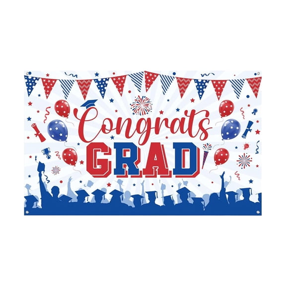 Ongmies Red-Blue-White Graduation Banner | Decorative Photo Background Cloth | Perfect for Ceremonies & Celebrations
