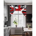 thumbnail image 4 of Swag Curtain Valances Red Stripes Swag Valances for Kitchen Windows Black Grey Lines Art Window Treatment Curtains Drapes for Kitchen Bedroom Living Room Bathroom Over Sink 56"x36", 4 of 6