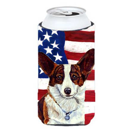 

USA American Flag with Corgi Tall Boy bottle sleeve Hugger 22 to 24 oz.