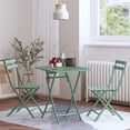 thumbnail image 2 of SEGMART 3-Piece Patio Bistro Set, Folding Outdoor Patio Furniture Sets, 1 Metal Folding Patio Table and 2 Chairs Indoor and Outdoor for Patio, Yard, Garden, Dark Green, 2 of 7