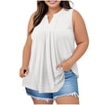 thumbnail image 3 of Htigea Womens Plus Size Tank Tops Summer Sleeveless Henley T-Shirts Tops Casual Button Down Tunics Shirts White,2XL, 3 of 6