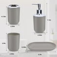 thumbnail image 4 of Set of 4 Bathroom Accessories,Modern Home Decor,QZS Cute Bathroom Decor,Gray Soap Dish and Mouthwash Cup,Plastic Soap Dispenser and Toothbrush Holder, 4 of 6