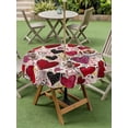 thumbnail image 3 of Outdoor Tablecloth with Umbrella Hole and Zipper, Romantic Love Round Table Cloth 54 Inch Waterproof Tablecloth, Valentine's Day Stars Heart Cartoons Beige Picnic Table Cover for Patio Camping, 3 of 7