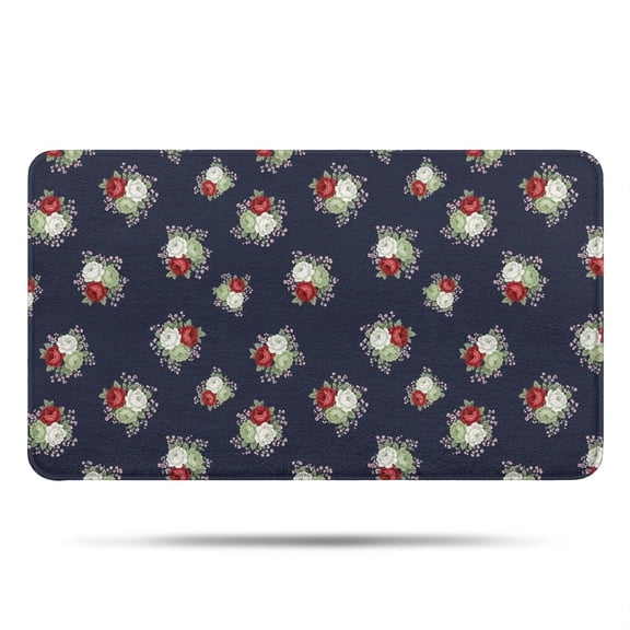 Pioneer Flower Floral Print Pattern Bathroom Rugs Mat, Non Slip Microfiber Bathroom Rug with Rubber Backing, Soft Mats for Bathroom Floor Tub Shower, 17"x30"