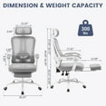 thumbnail image 3 of Ourlova Office Chair Swivel Task Chair with Adjustable Lumbar Support Home Office Chair with Footrest Mesh High Back Gaming Chair Off White, 3 of 7