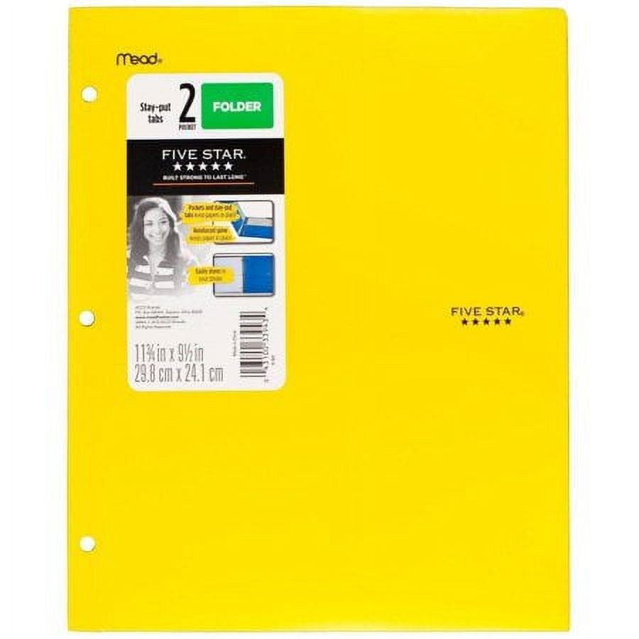 Five Star 2-Pocket Stay-put Tabs Folder with Three Hole Punched Black (33943)