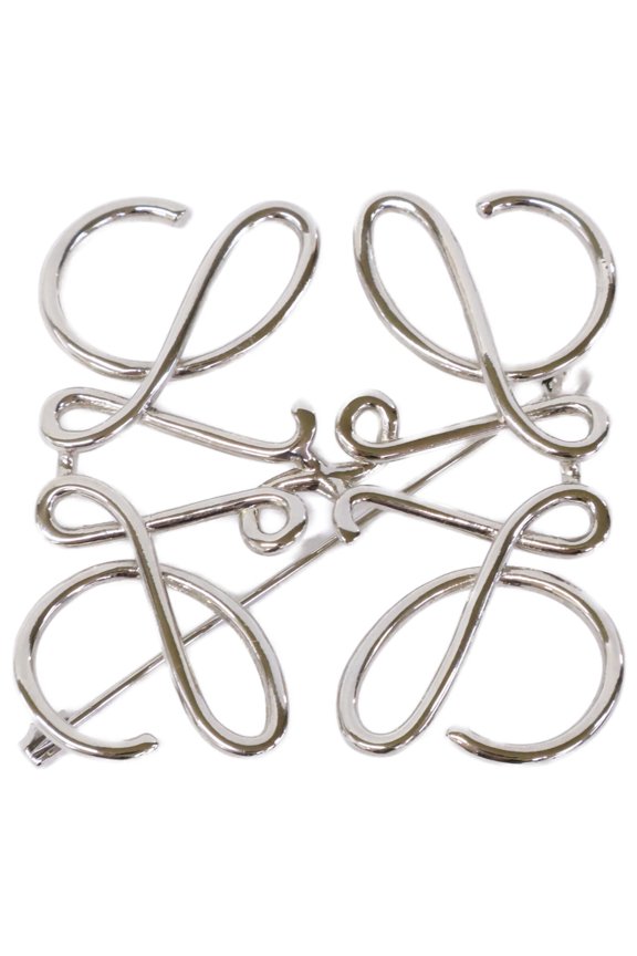Pre-Owned LOEWE 111.25.020 Anagram Brooch, Silver, Women's
