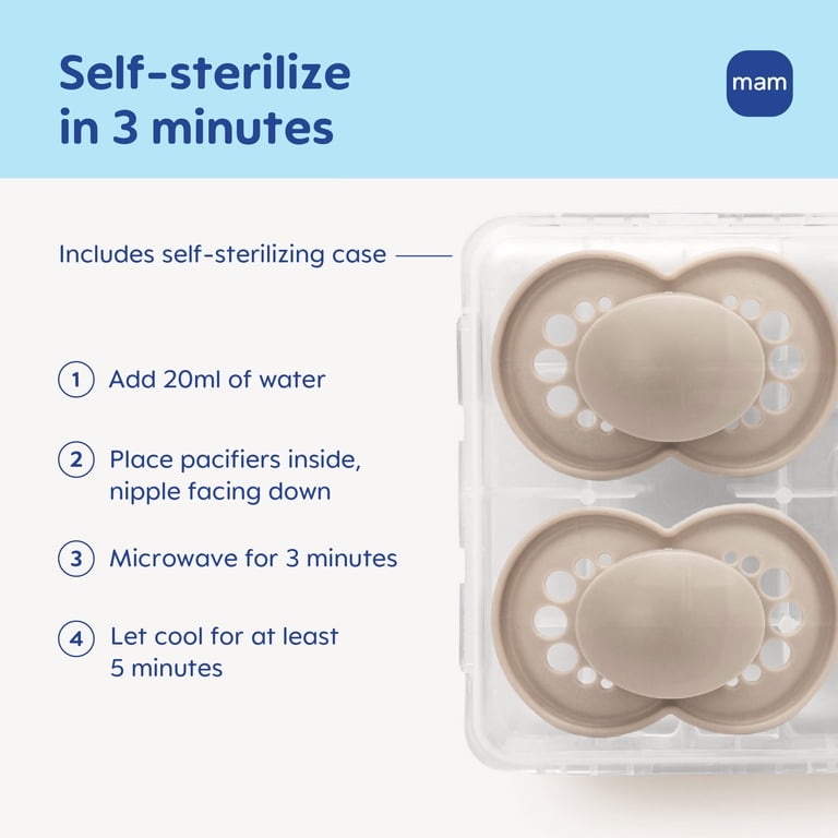 MAM Pacifier 16+ Months Unisex 2 Pack with Self-Sterilizing Case