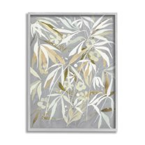 Stupell Industries Abstract Botanical Leaves Graphic Art Gray Framed Art Print Wall Art, Design by Krinlox