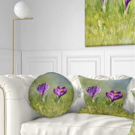 Designart Crocus Couple - Floral Throw Pillow - 12x20