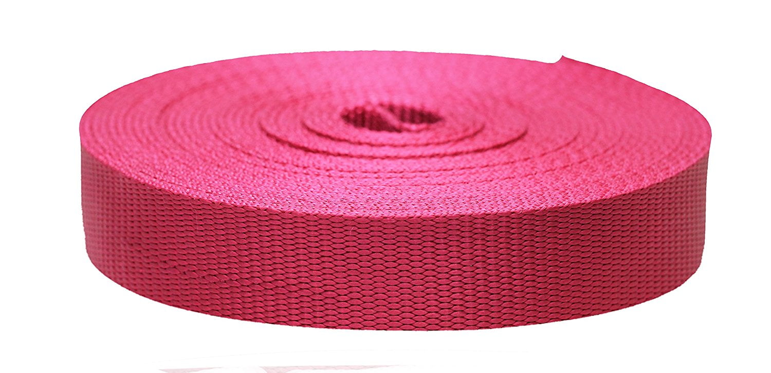 Strap for Arts and Crafts Outdoor Activities 1 Inch x 10 Yards Dog Leashes Pink Strapworks Colored Flat Nylon Webbing 
