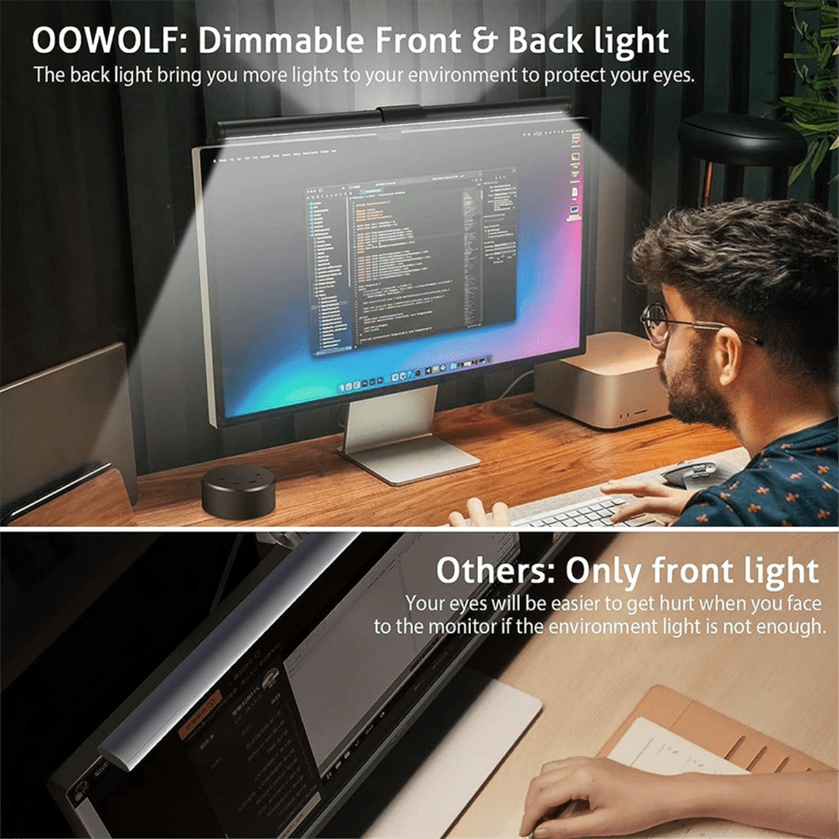 LED Desk Lamp Monitor Light Bar Eye-Care Stepless Dimming Lighting USB Table Lamp Computer Light Bar for Work/Gaming