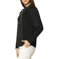 thumbnail image 5 of MODA NOVA Junior's Solid Color Tie Neck Button Down Long Sleeves Shirt Black XXL, 5 of 7