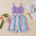 thumbnail image 3 of IROINNID Toddler Girls Sleeveless Tops Rainbow Tie-Dyed Ruffles Skirt Suit, 3 of 8