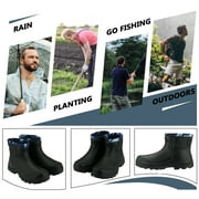 EONROACOO Mens Rain Boots Waterproof Rubber Ankle Boots for Mens, Black(Size 11)