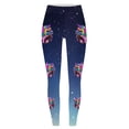 thumbnail image 5 of QHFBli Mardi Gras Leggings for Women Shiny Legging Pants High Waisted Yoga Pants Dark Blue-3 L, 5 of 5