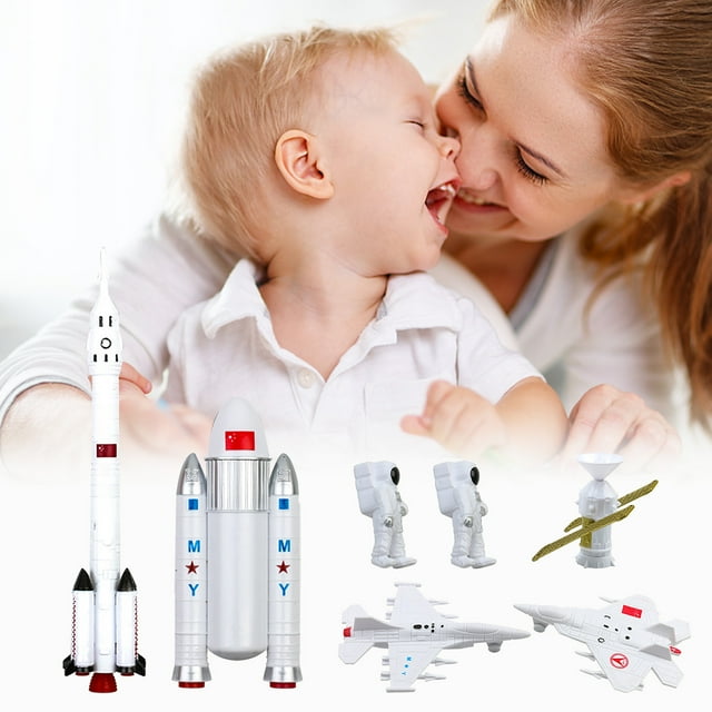 Ensemble de Jouets Modèles Spatiaux 7 Pcs Astronautes Spatiaux Figurines Satellites Jouets Exploration Spatiale pour Garçons Filles Enfants Grimper Course 2 Figurines d'Action Soldat Figurines d'Action Mini Dinosaures O Échelle Figurines Click And