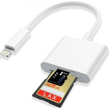 Lightning to Sd Card Reader for iPhone Camera, [Apple MFi Certified] Dual Card Slot Memory Card Readers Supports SD and TF Card, Plug and Play Sd Card Adapter Compatible with iPhone