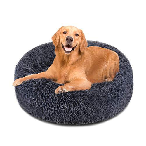 Pet Bed Faux Fur Cuddler Round Comfortable Size Medium 24 & Large 32 Ultra Soft Calming Bed for Dogs and Cats Self Warming Indoor Sleeping Bed FOCUSPET Dog Bed Cat Bed Donut 