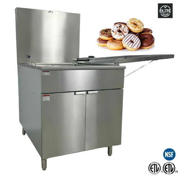 170 lbs Commercial Donut Fryer, Flat Bottom Funnel Cake Donut Fryer, 4 Tubes Burner Gas Donuts Fryer