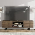 thumbnail image 4 of ChaoLink Industrial TV Stand for 80" TVs, Modern Media Cabinet with 2 Drawers & Heavy Duty Legs, Walnut Entertainment Center, 4 of 6