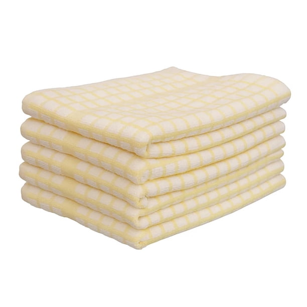5 Trapos, Toalla de Cocina Secador, La Josefina, Ultra Absorbente 100% Algodón (Amarillo) La Josefina Cuadros amarillos
