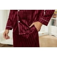 thumbnail image 5 of U2SKIIN Mens Silk Pajamas, Long Sleeve Men Satin Pajamas Set Striped Button Down 2-Piece Pjs Set,(Burgundy Stripe,L), 5 of 6