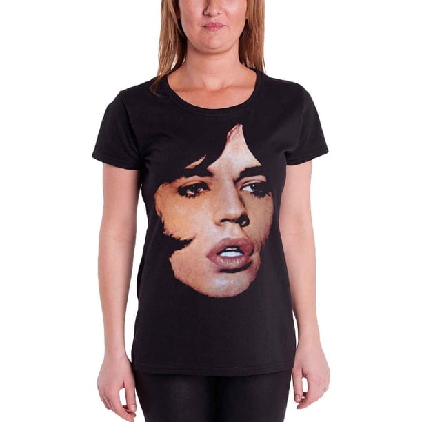 The Rolling Stones - Camiseta Mick Retrato para Mujer (Negro)