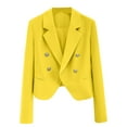 thumbnail image 2 of Kilaqueen Blazers for Women Lightweight Business Casual Office Jacket Long Sleeve Open Front Cropped Blazer Notch Lapel Double Breasted Work Suit Coat, 2 of 3