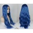thumbnail image 3 of Unique Bargains Lace Front Wigs Long Fluffy Curly Wavy for women Blue 24" with Wig Cap, 3 of 8
