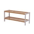 thumbnail image 4 of Casewin 100% Bamboo Shoe Rack Bench, Shoe Storage, 2-Layer Multi-Functional Cell Shelf, Can Be Used For Entrance Corridor, Bathroom, Living Room And Corridor 70 * 25 * 33 - Natural and White, 4 of 8